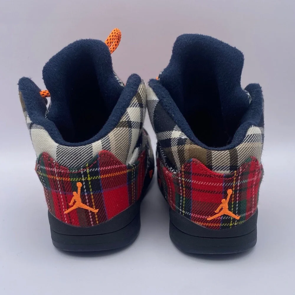 Air Jordan 5 Retro Plaid Toddler 9C Multicolor Orange Streetwear Sneakers 2023